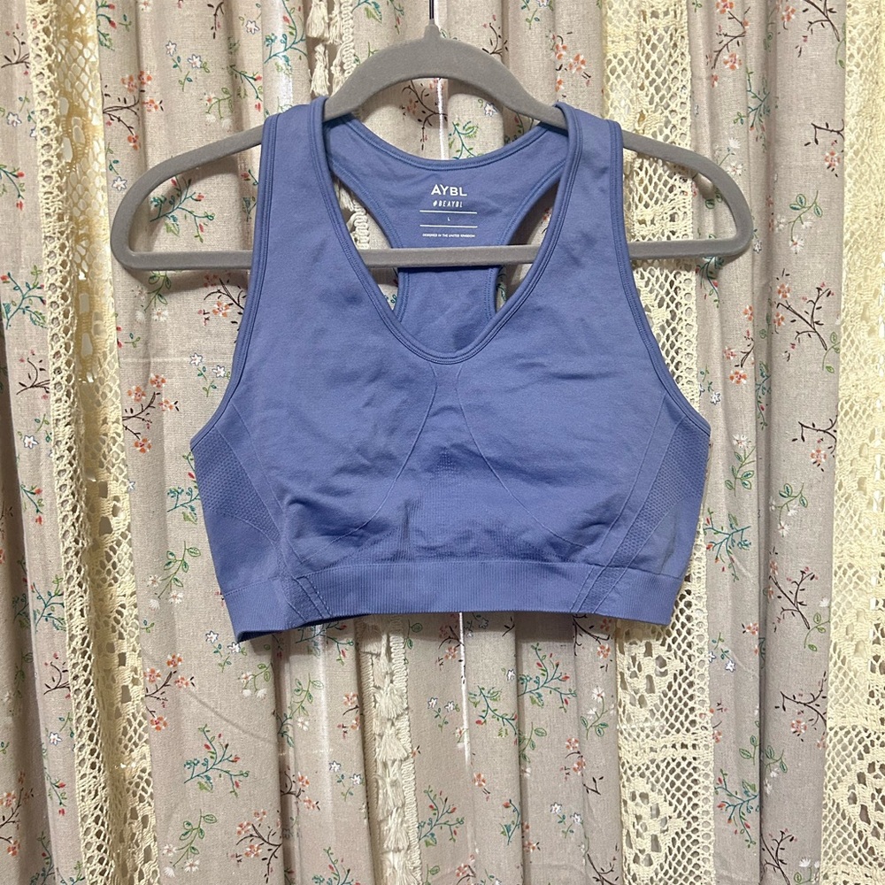 AYBL Seamless Racerback Sports Bra Blue Size Large EUC